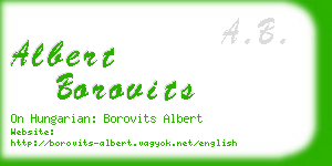 albert borovits business card